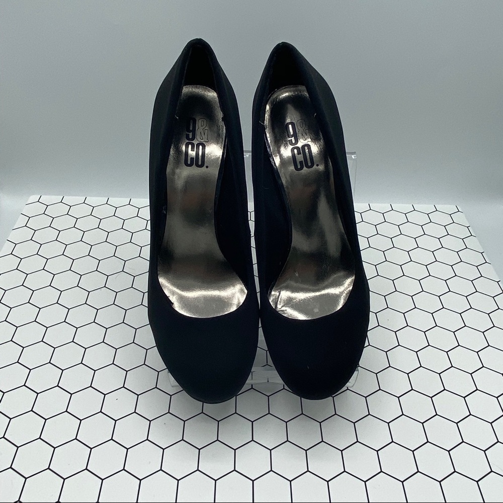 COPY - 9 & Co. Black Fabric Pump Heels